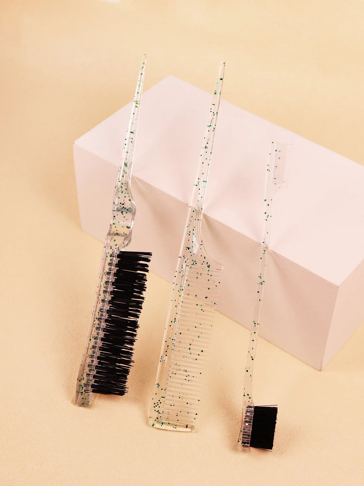 3Pc Hair Brush Comb Set Loop Brushes Plastic Material