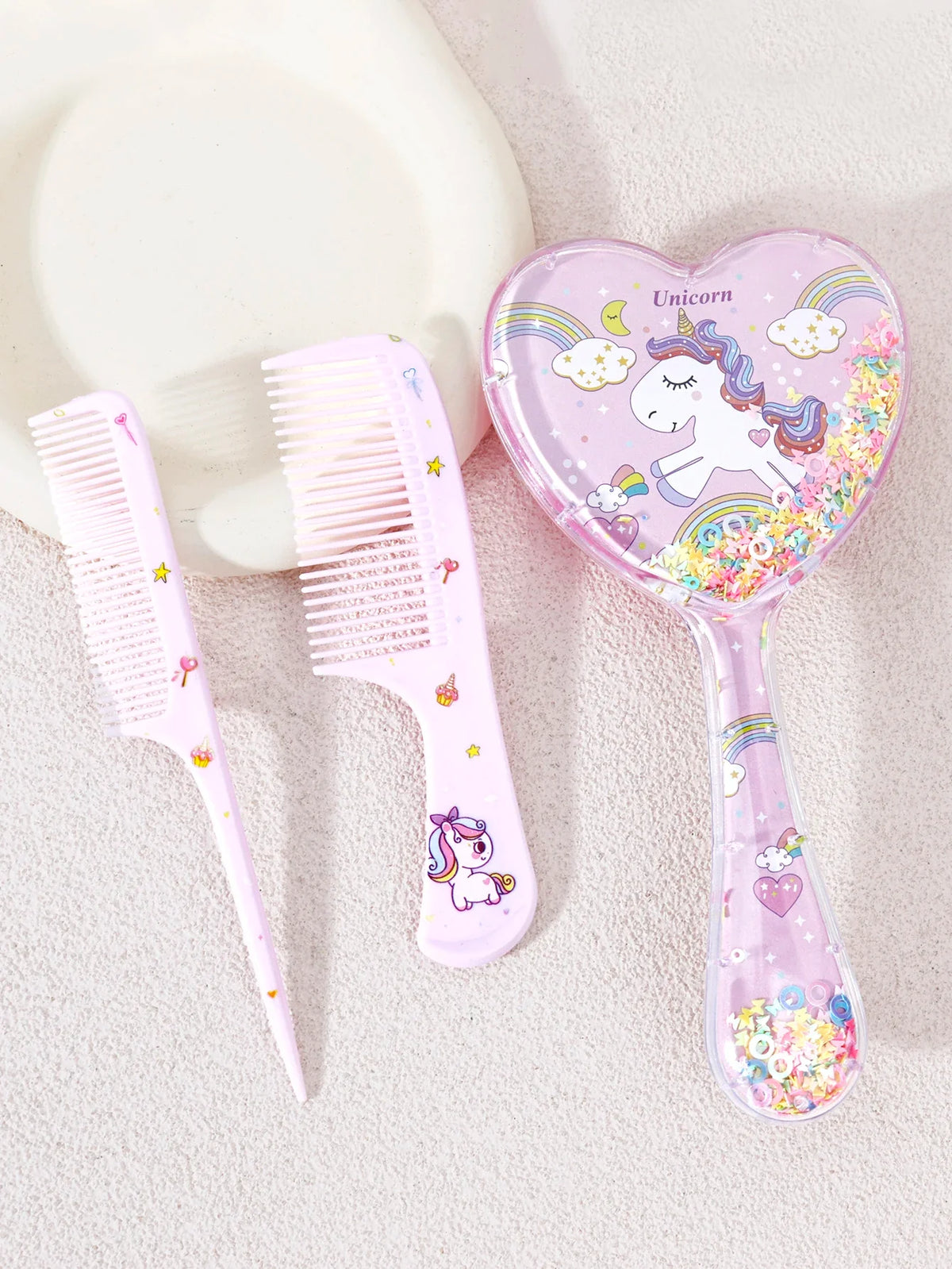 3 Piece Hair Comb and Brush Set Plastic for Dry and Wet Hair