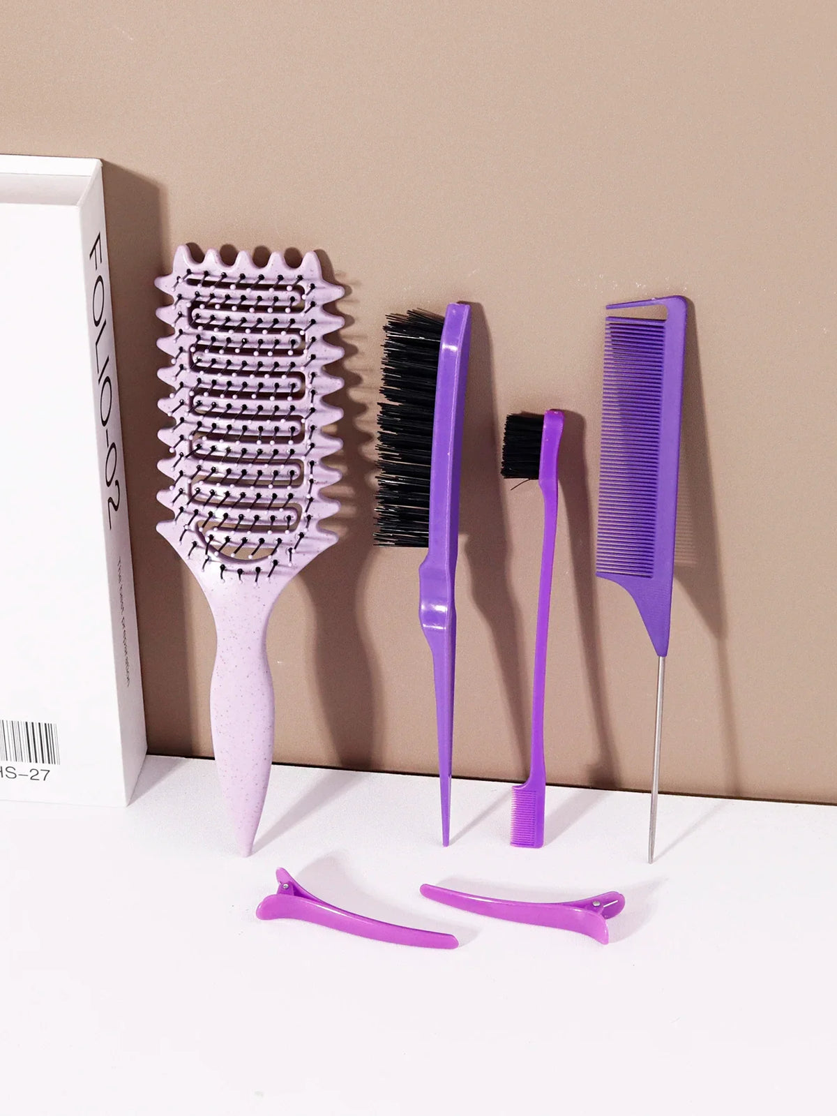 6 Piece Plastic Hair Styling Loop Brush Set for Curly Hair and Wigs