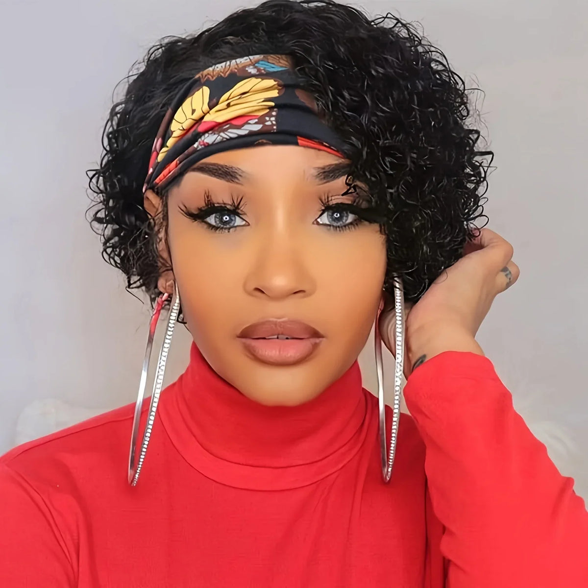 Water Wave Short Curly Pixie Headband Wig Brazilian Remy Human Hair